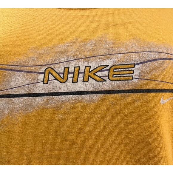 Vintage Nike Tank Top Made in Mexico Size L Yellow Front Back Graphic Retro Soft - Picture 2 of 10